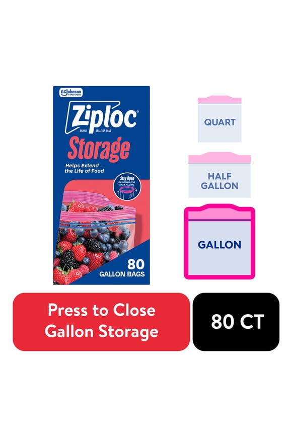 Brand Storage Gallon Bags, School Supplies, Large Storage Bags for Food, 80 Count