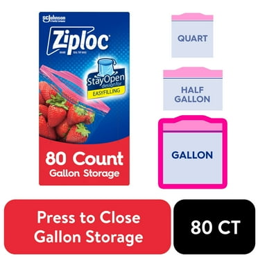 Ziploc Brand Storage Gallon Bags, School Supplies, Large Storage Bags for Food, 80 Count
