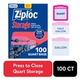 thumbnail image 1 of Ziploc Brand Food Storage Bags, School Supplies, with Grip 'n Seal Technology, Zipper, Quart, 100 Count, 1 of 13