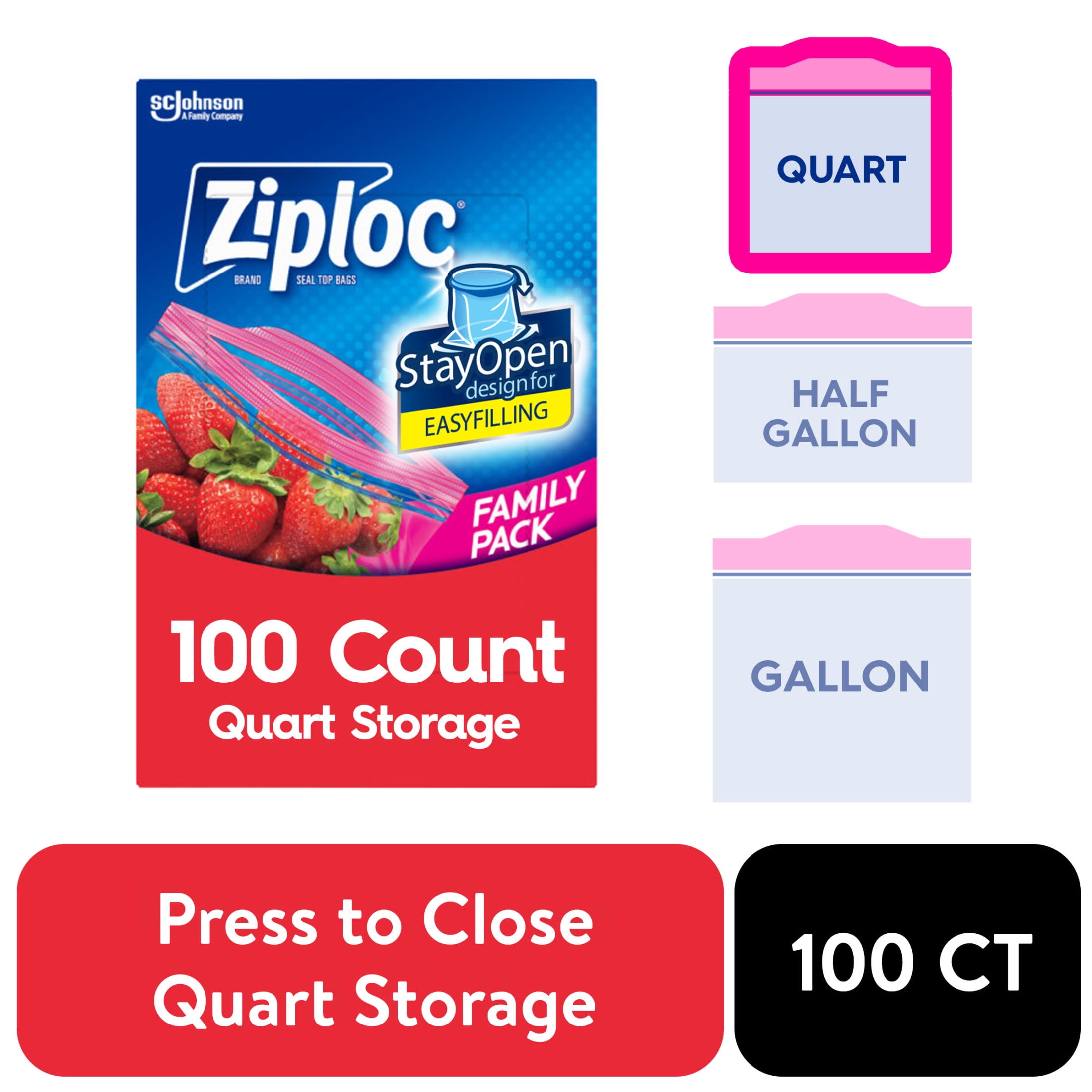 Ziploc Brand Storage Bags, School Supplies, with Grip 'n