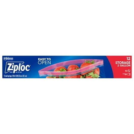 Ziploc® Brand Storage Bags with Power Shield Technology, Two Gallon, 12 Count