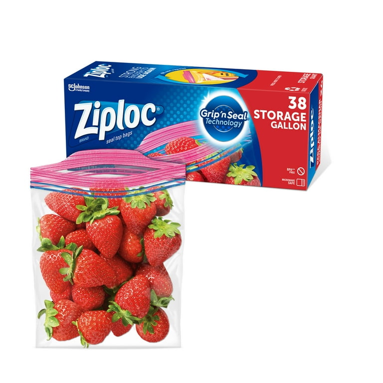 Ziploc Pinch & Seal Storage Bags, Gallon, 38 Ct, Clear