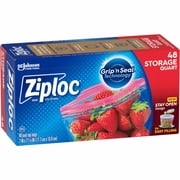 Ziploc® Quart Storage Bags, Stay Open Design, Easy to Fill, 48 Count