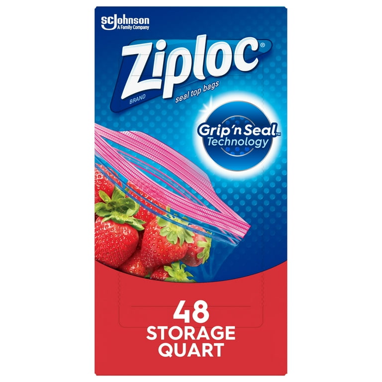  Ziploc Quart Food Storage Freezer Slider Bags, Power