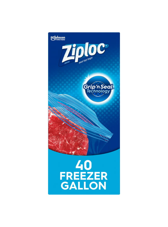 Ziploc® Brand&nbsp;Gallon Freezer Bags,with Stay Open Technology, 40 Count