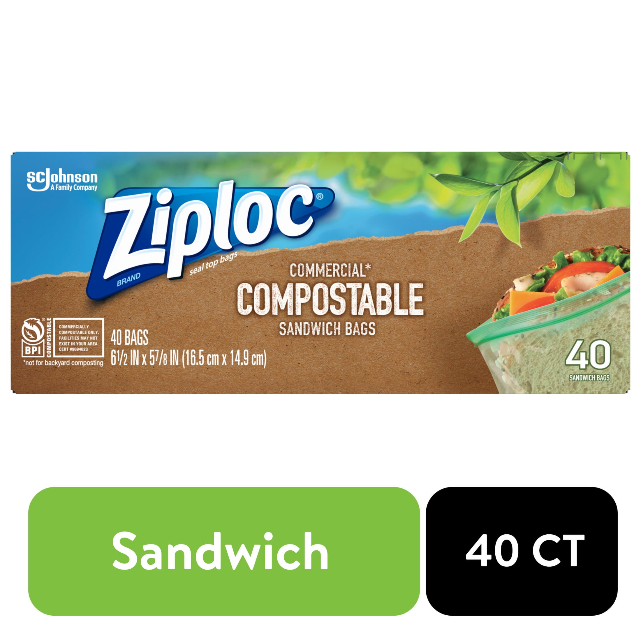 Ziploc Compostable Sandwich Bags, 40 ct