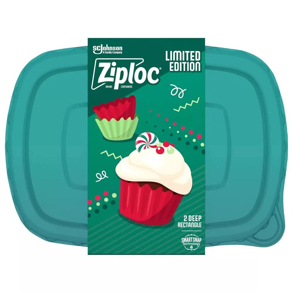 Ziploc Container Large Rectangle, 9 Cup Containers 2 Ct