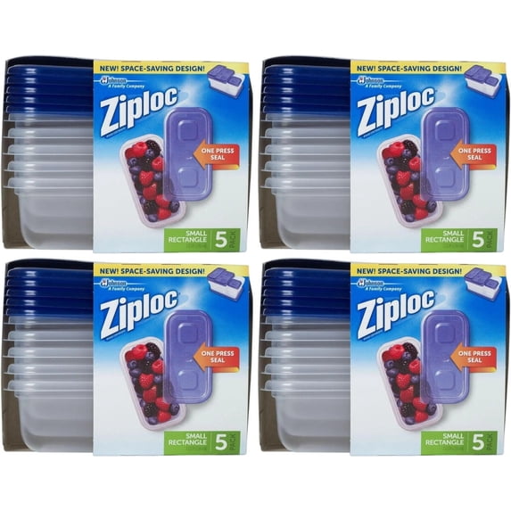 Small Rectangular Key Ziploc Food Storage Plastic Containers with Lids, 8 oz Small Rectangle ...