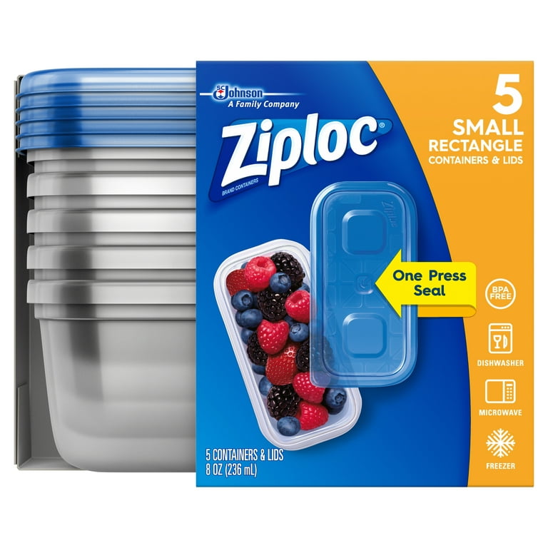 Ziploc Containers & Lids Rectangle Small Purple - 5 Count - Andronico's