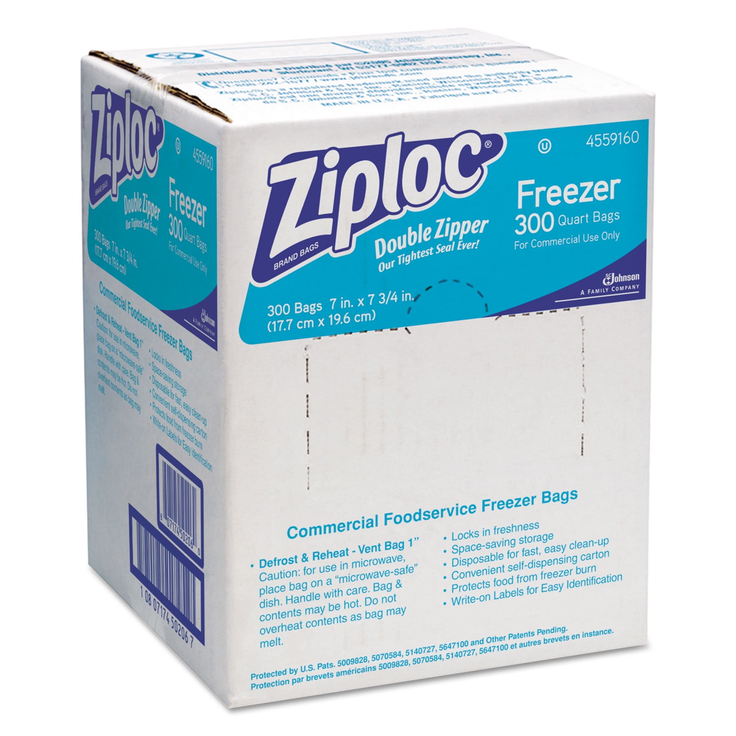 Ziploc Double Zipper Freezer Bags 1qt 2.7mil 7 x 7 3/4 Clear