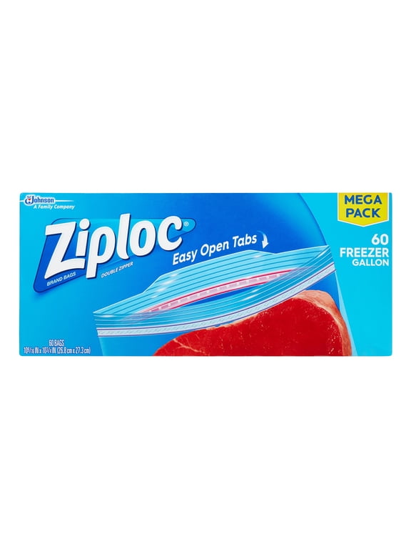 Ziploc Double Zipper Freezer Bags, Gallon, 60 Ct