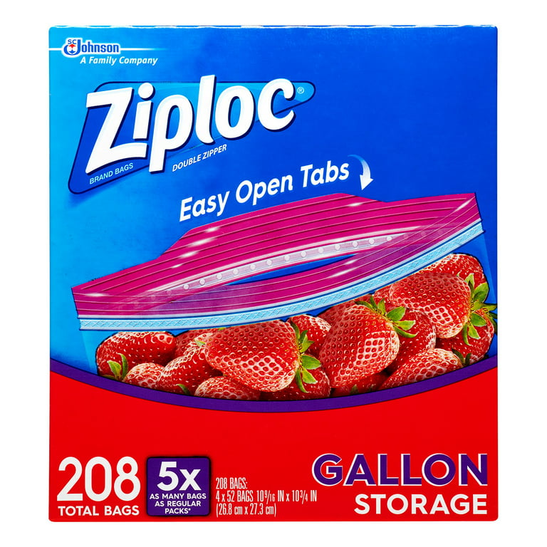Ziploc Double Zipper Storage Bags, Gallon, 52 Ct (Pack of 4) 