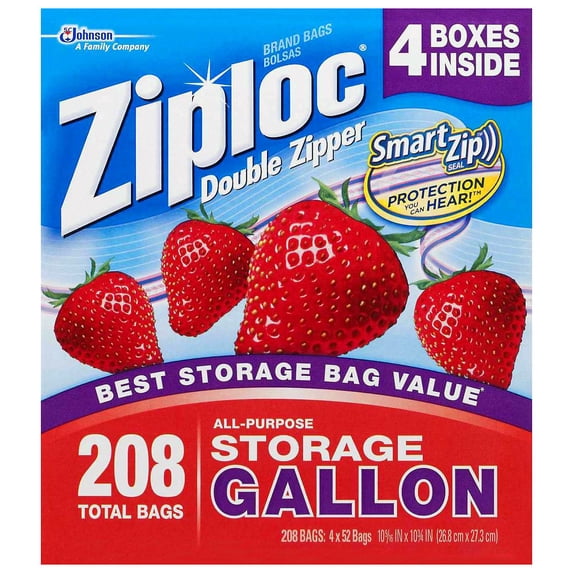 Ziploc Double Zipper Storage Gallon - 4/52 Count