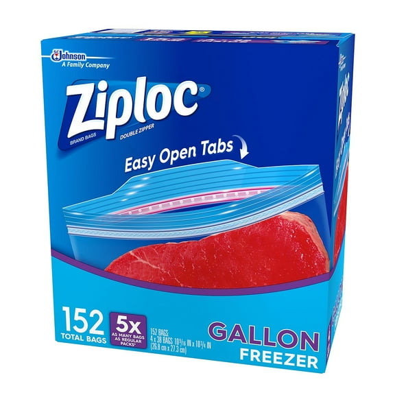 Ziploc Easy Open Tabs Freezer Gallon Bags, 152 Count (Pack Of 1)