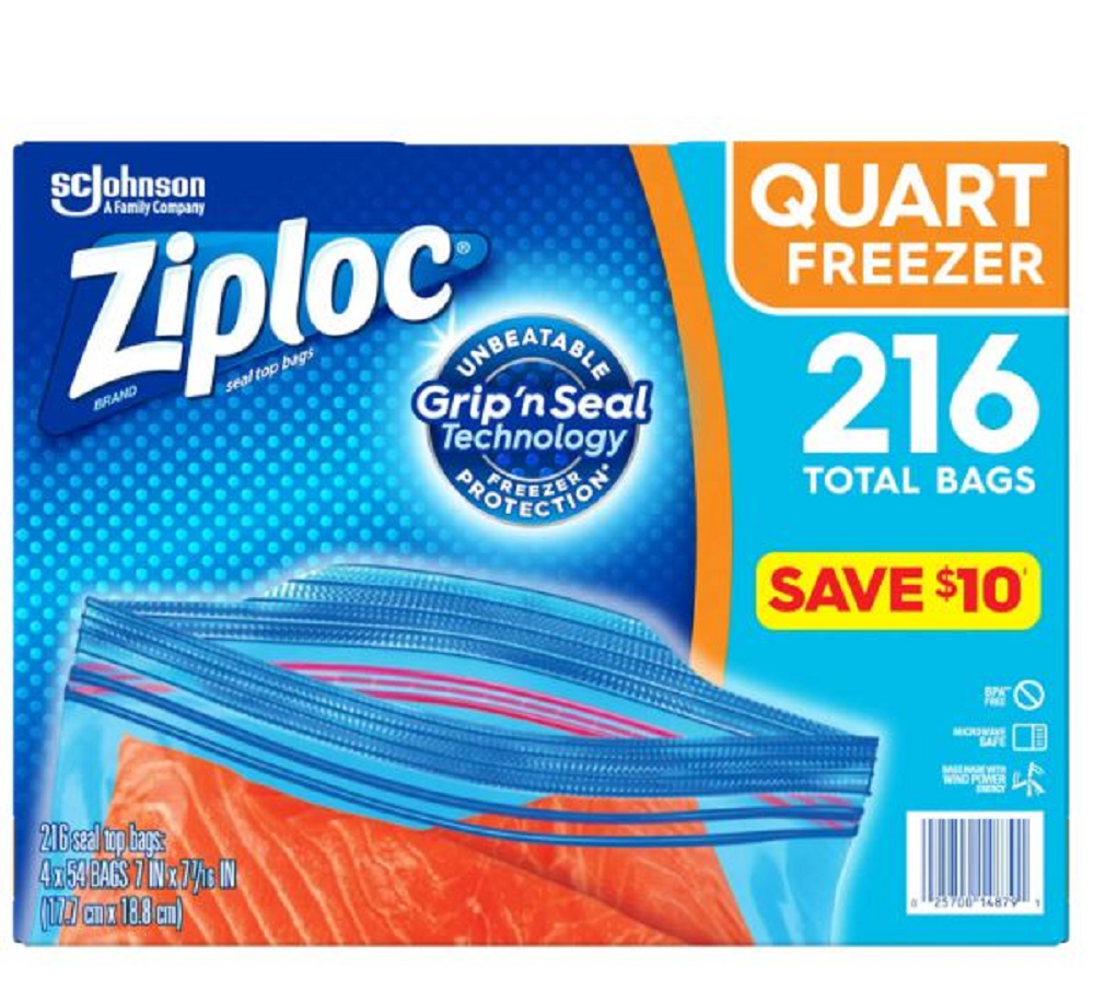 ぷるそ Ziploc Easy Open Tabs Freezer Quart Bags (216 Ct.) - Walmart.com