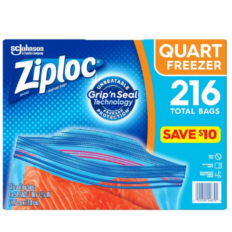 Ziploc Easy Open Tabs Freezer Quart Bags (216 Ct.) - Walmart.com