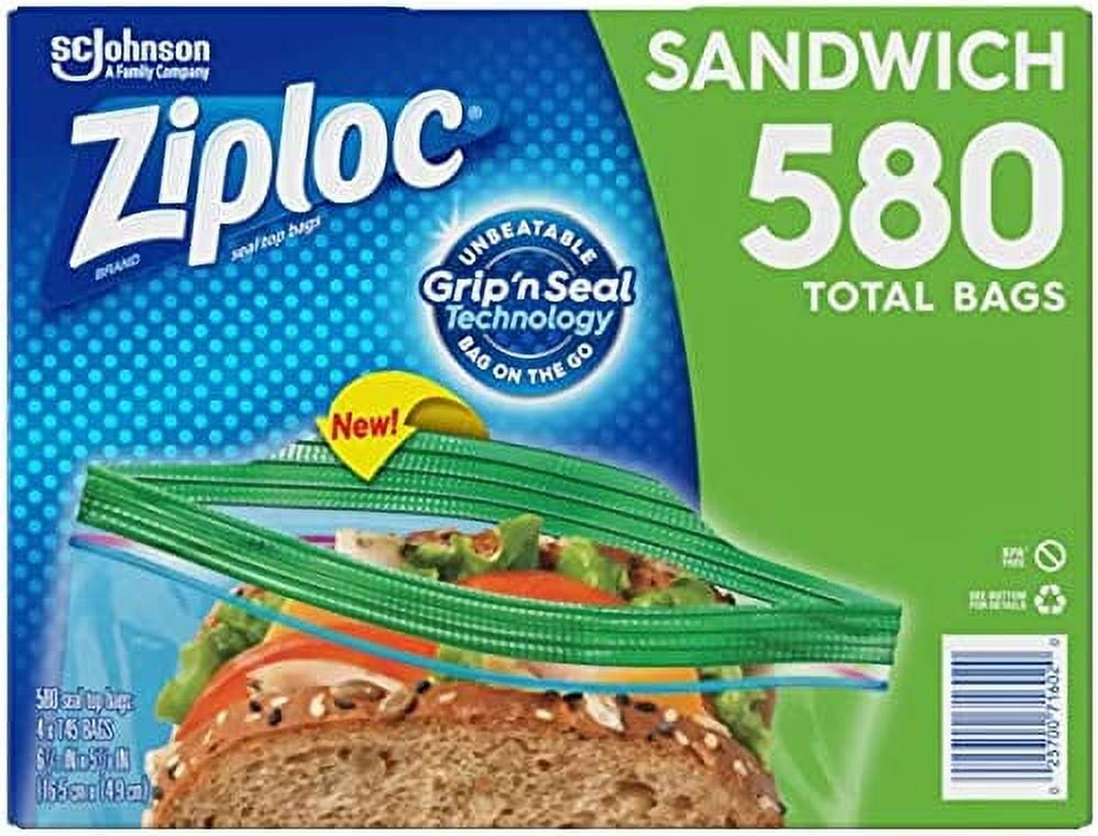 Ziploc Easy Open Tabs Sandwich Bags 580, 145 Count (Pack of 4