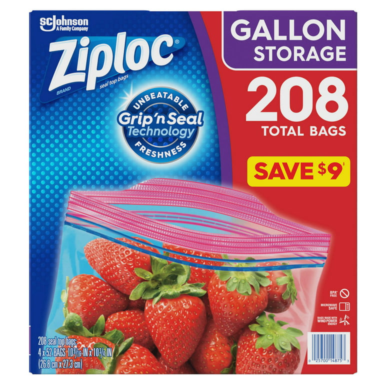Ziploc Slider Bags, All-Purpose Storage, Gallon, 15 bags