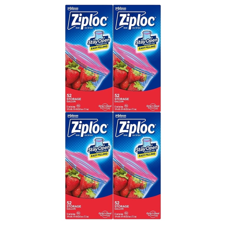 Ziploc Gallon Bags, Easy Open Tabs, BPA-Free, 208 Ct, Resealable