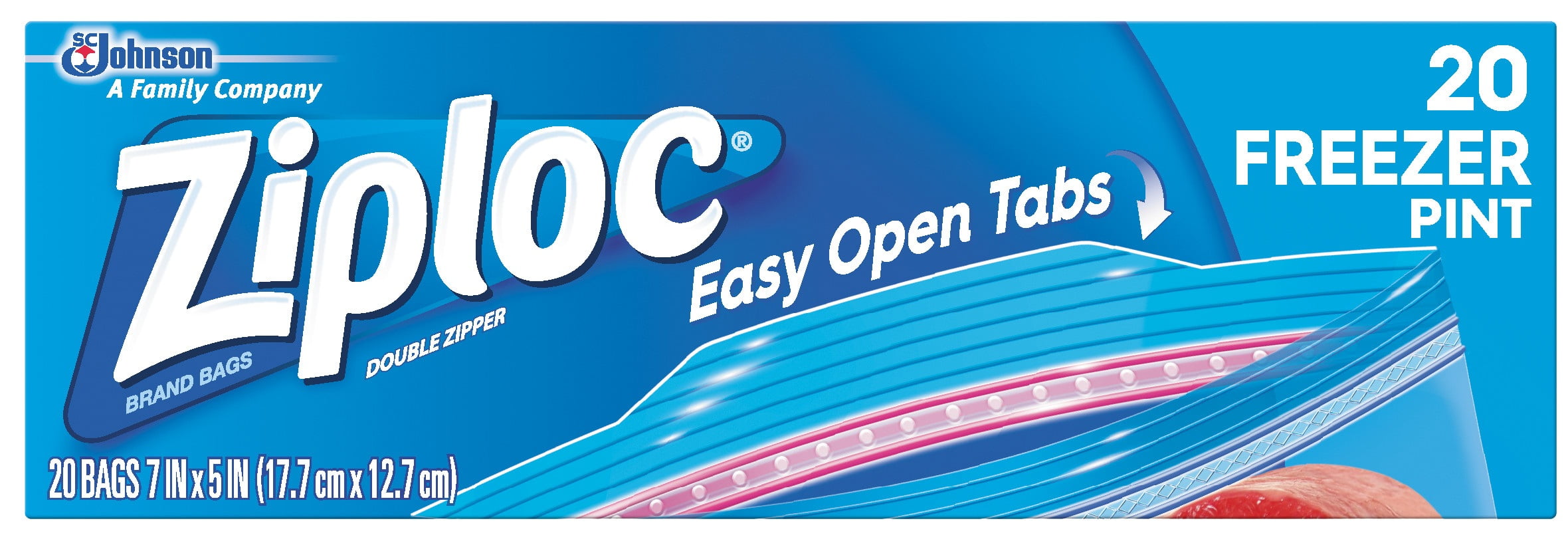 Ziploc Easy To Open Pint Freezer Bag, 20 count per pack 12 per case