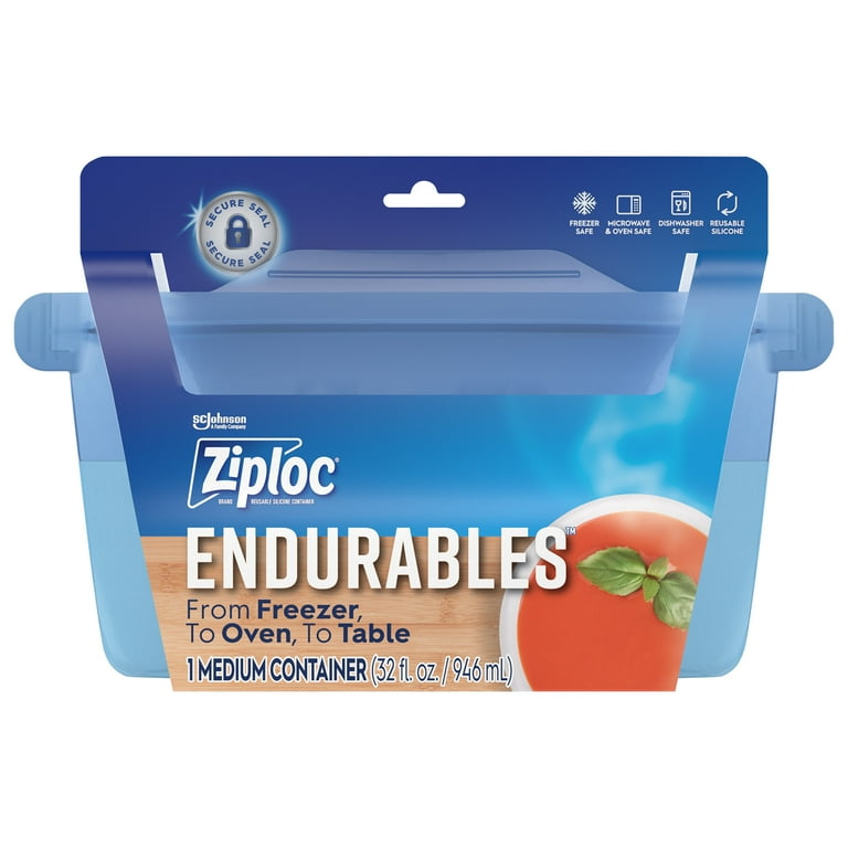 Ziploc Endurables Medium Container, 4 Cups, Wide Base With Feet, Reusable  Silicone, From Freezer, to Oven, to Table