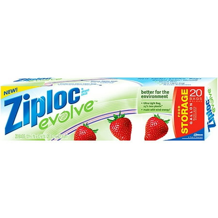 Ziploc Evolve Storage Bags, Gallon, 20-Count(Pack of 3)