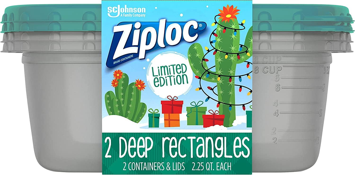 Ziploc Food Storage Meal Prep Containers Reusable for Kitchen Organization,  Smart Snap Technology, Dishwasher Safe, Divided Rectangle, 2 Count