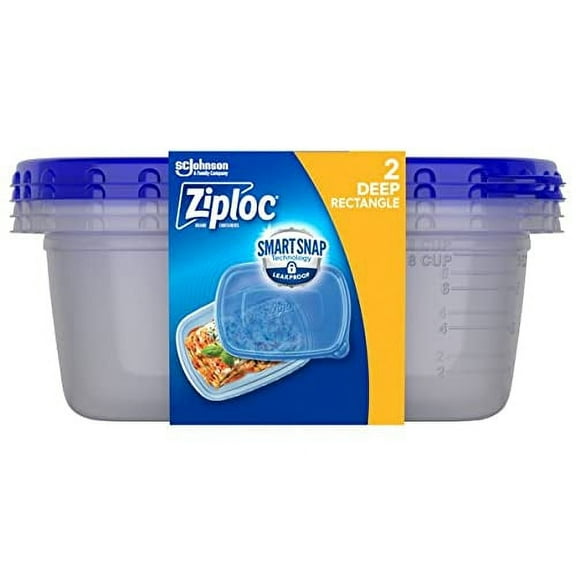 Ziploc Food Storage Meal Prep Containers Reusable for Kitchen Organization, Smart Snap Technology, Dishwasher Safe, Deep Rectangle, 2 Count