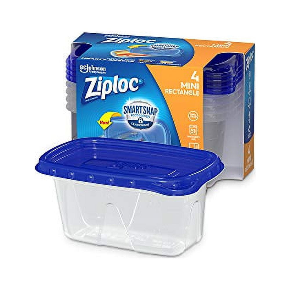 Ziploc 4Count Mini Rectangle Food Storage Containers, Reusable