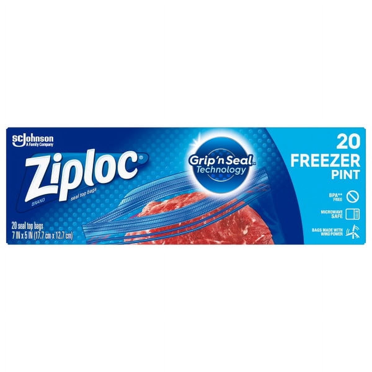 Ziploc Brand Freezer Pint Bags with Grip 'n Seal Technology (Pack of 2)