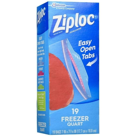 Ziploc Freezer Bags Quart - Freezer Storage - 19 Count, 1 Qt