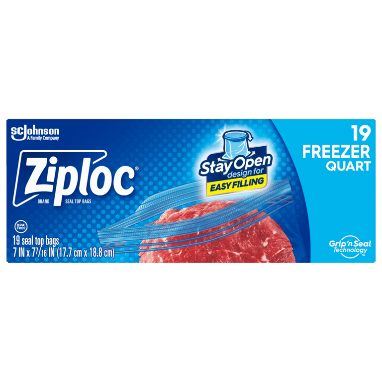 Ziploc® Quart Size Sealable Zipper Storage Freezer Bags, 19 Count