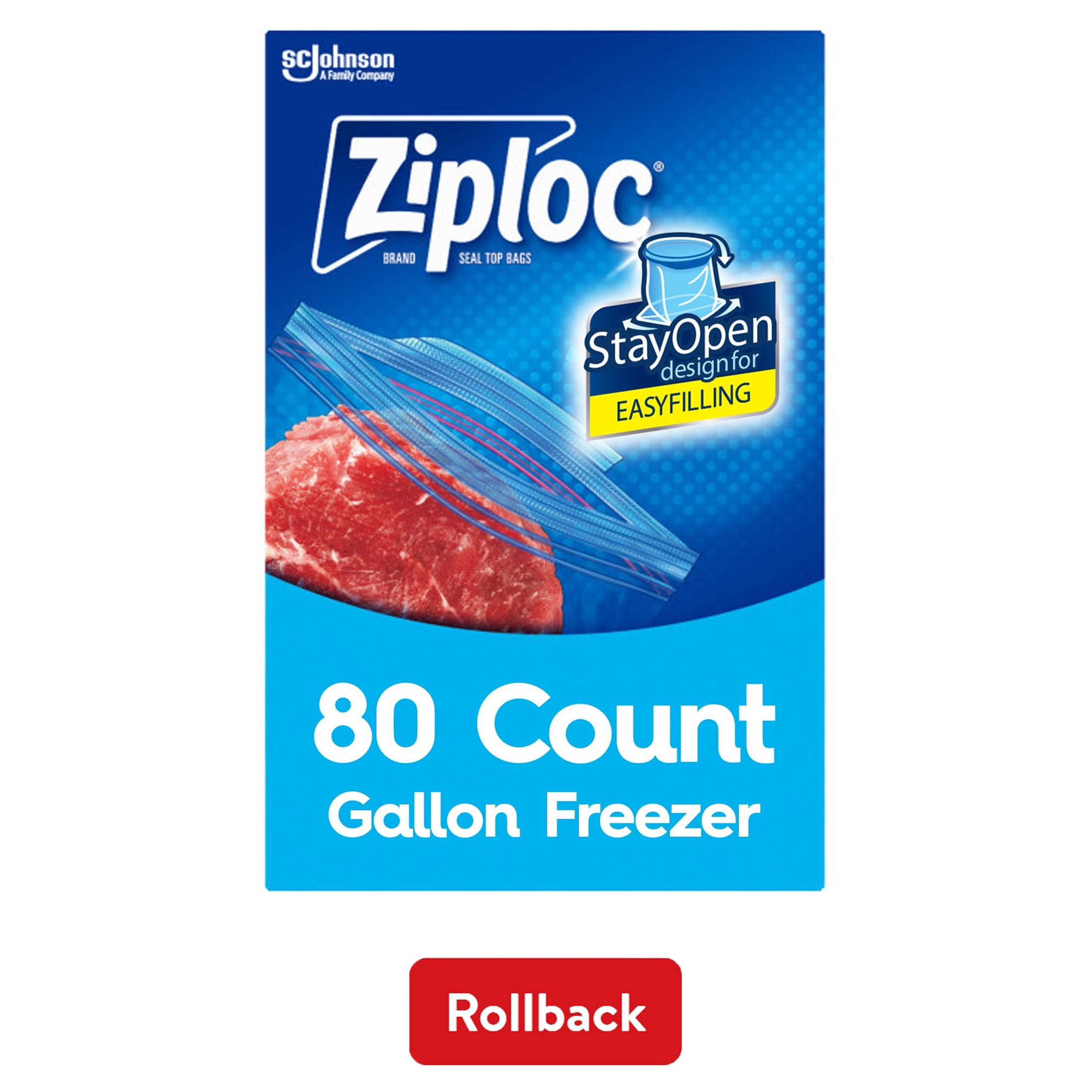 Ziploc Brand Freezer Bags with Grip n Seal Technology Quart 50 Count