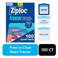 thumbnail image 1 of Ziploc Freezer Quart Food Storage Bags, School Supplies, Stay Open Design, Grip 'n Seal Technology, Zipper, 100 Count, 1 of 16