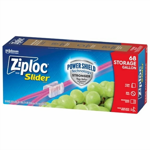 Ziploc Gallon Food Storage Slider Bags 68 Count Bpa Free Puncture Resistant