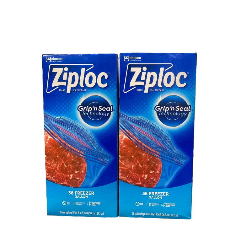 Ziploc Gallon Freezer Bags, Grip 'n Seal Technology, BPA-Free, 38