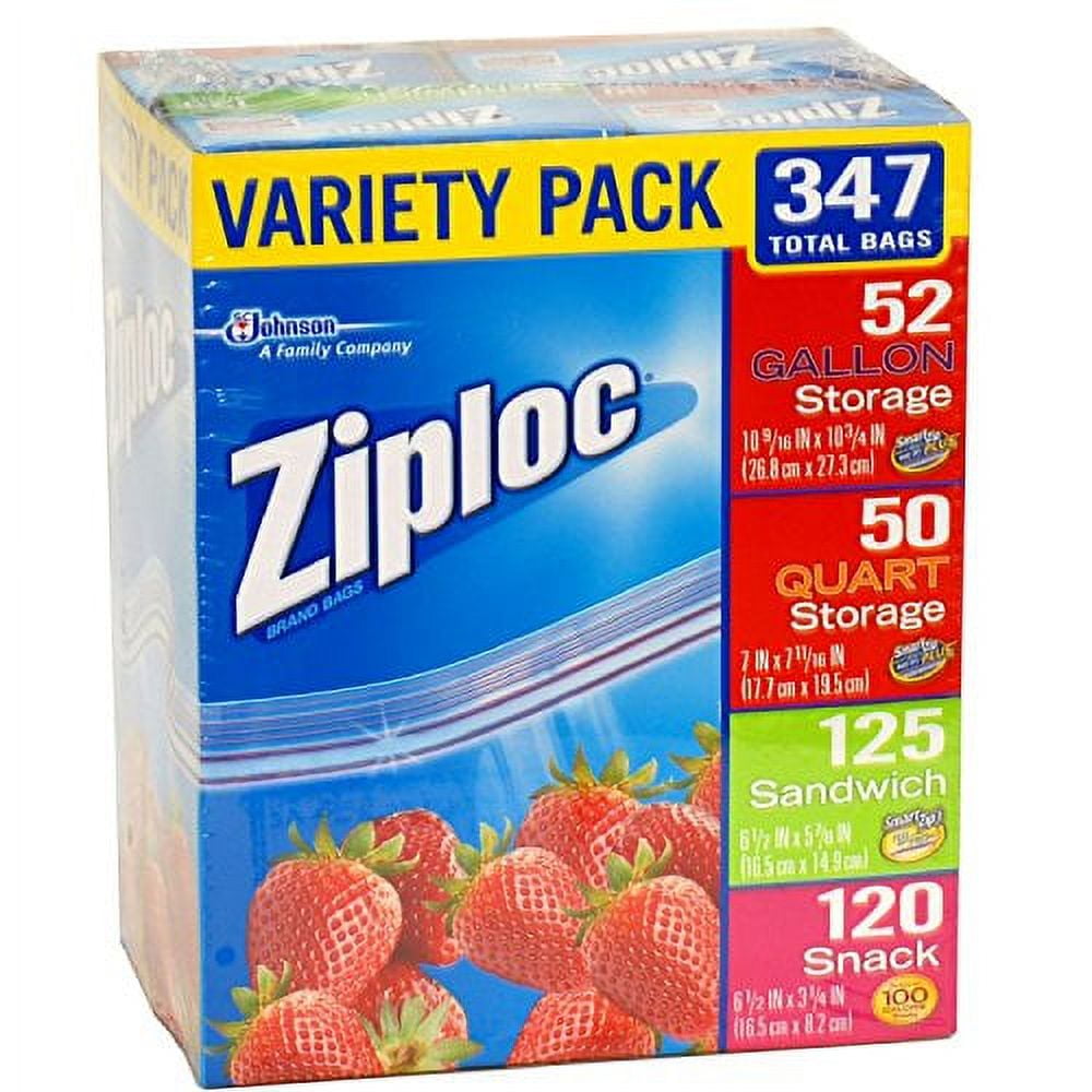 Ziploc Gallon, Quart, Sandwich, and Snack Storage Bags - Variety Pack - 347