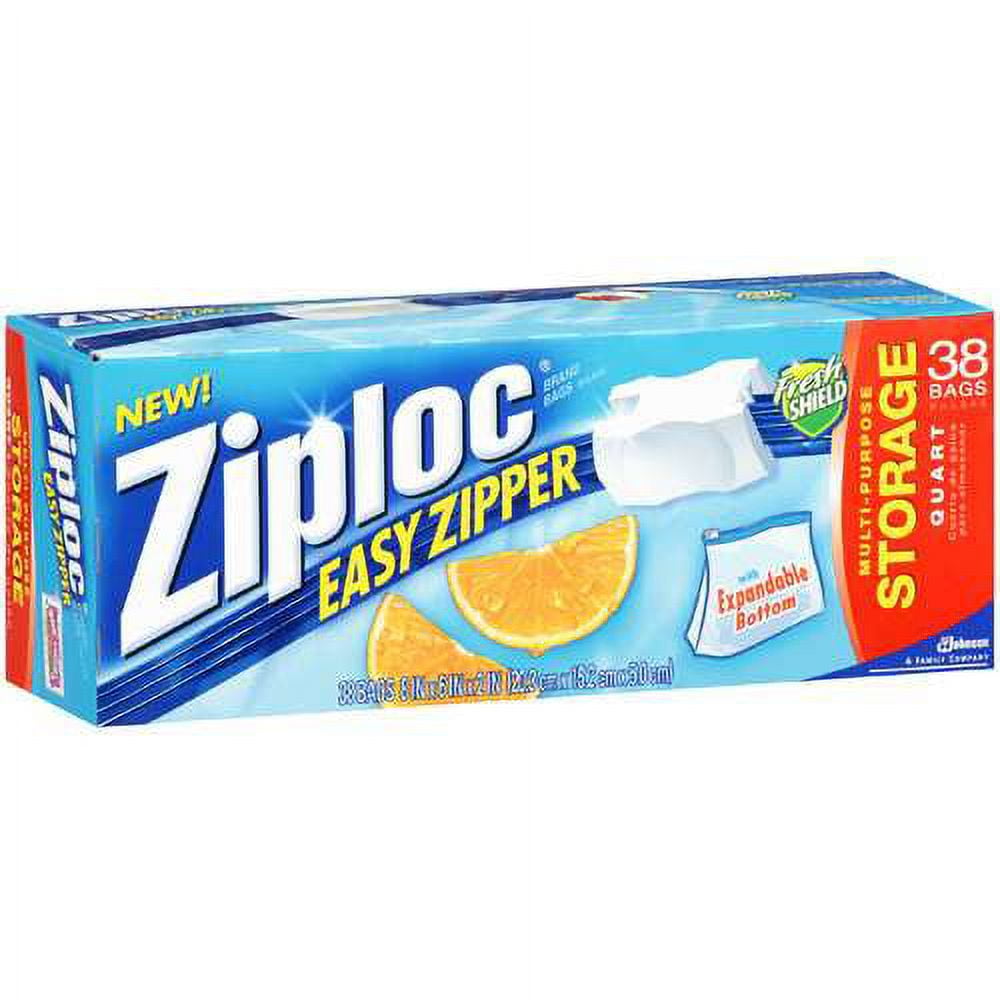 Ziploc Holds 1 Quart Easy Zipper Multi-Purpose Storage Bags, 38 ct