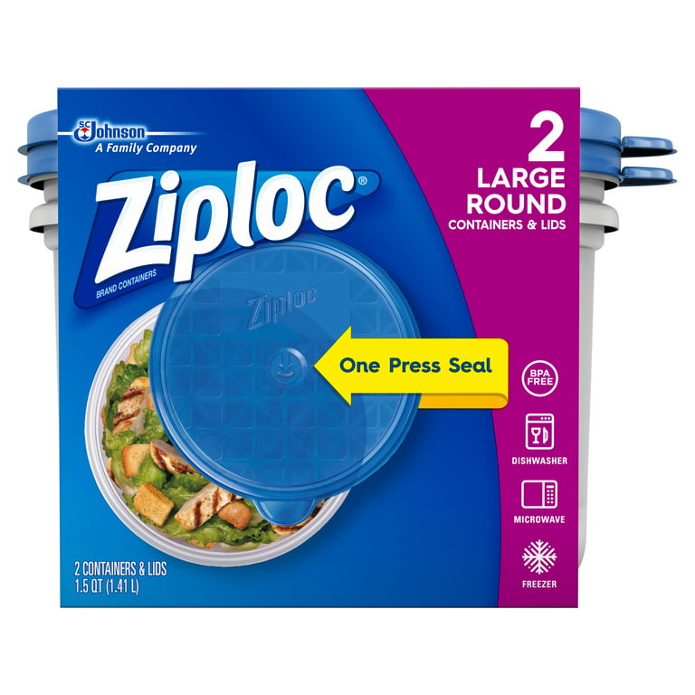 Ziploc Smart Snap Seal Containers and Lids, Square, Small, 2.5 Cups, Plastic Containers