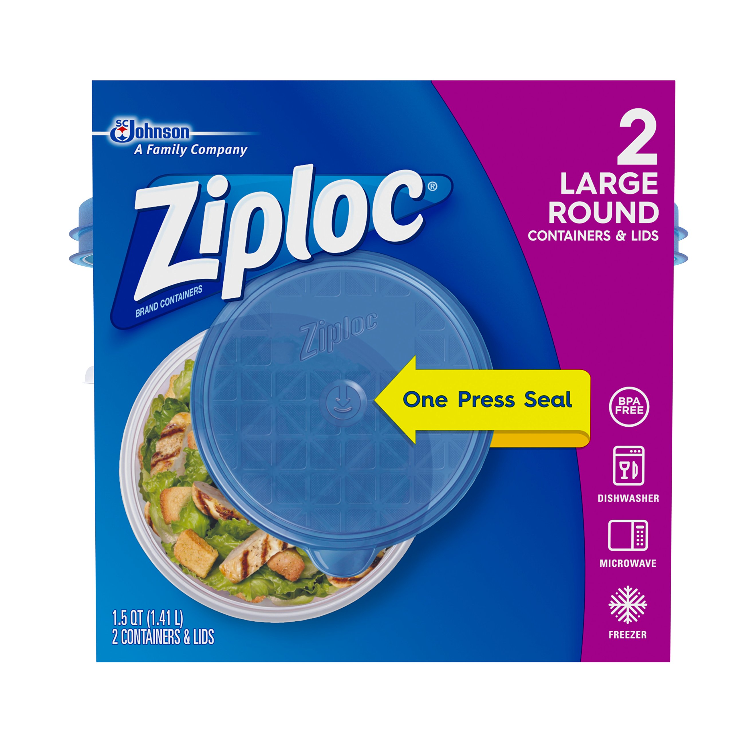 Ziploc Large Bpa Free Container Bowl, 2 Ct