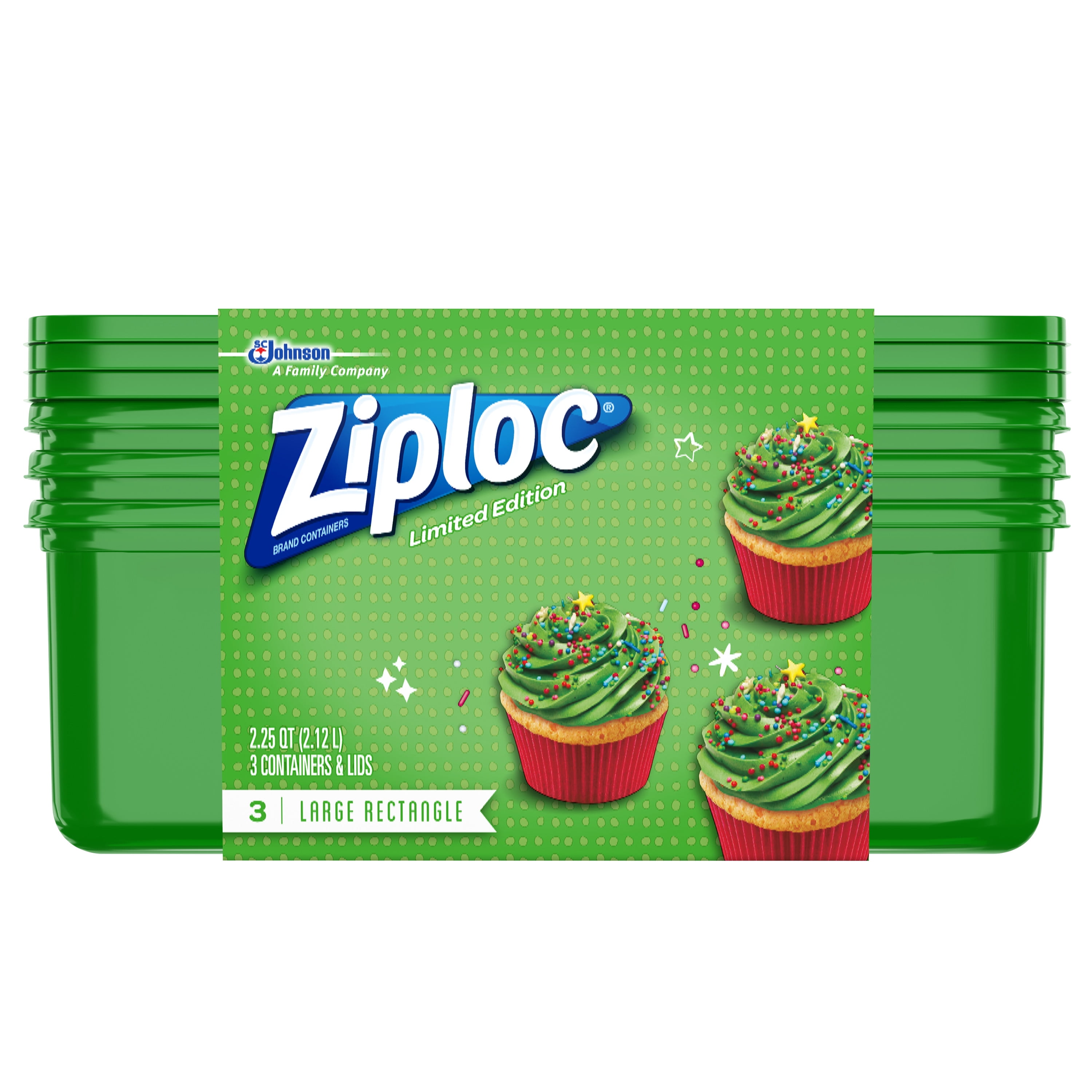 Ziploc Limited Edition Holiday Design Small Round Containers & Lids - 3  Pack, 1 pt - Ralphs