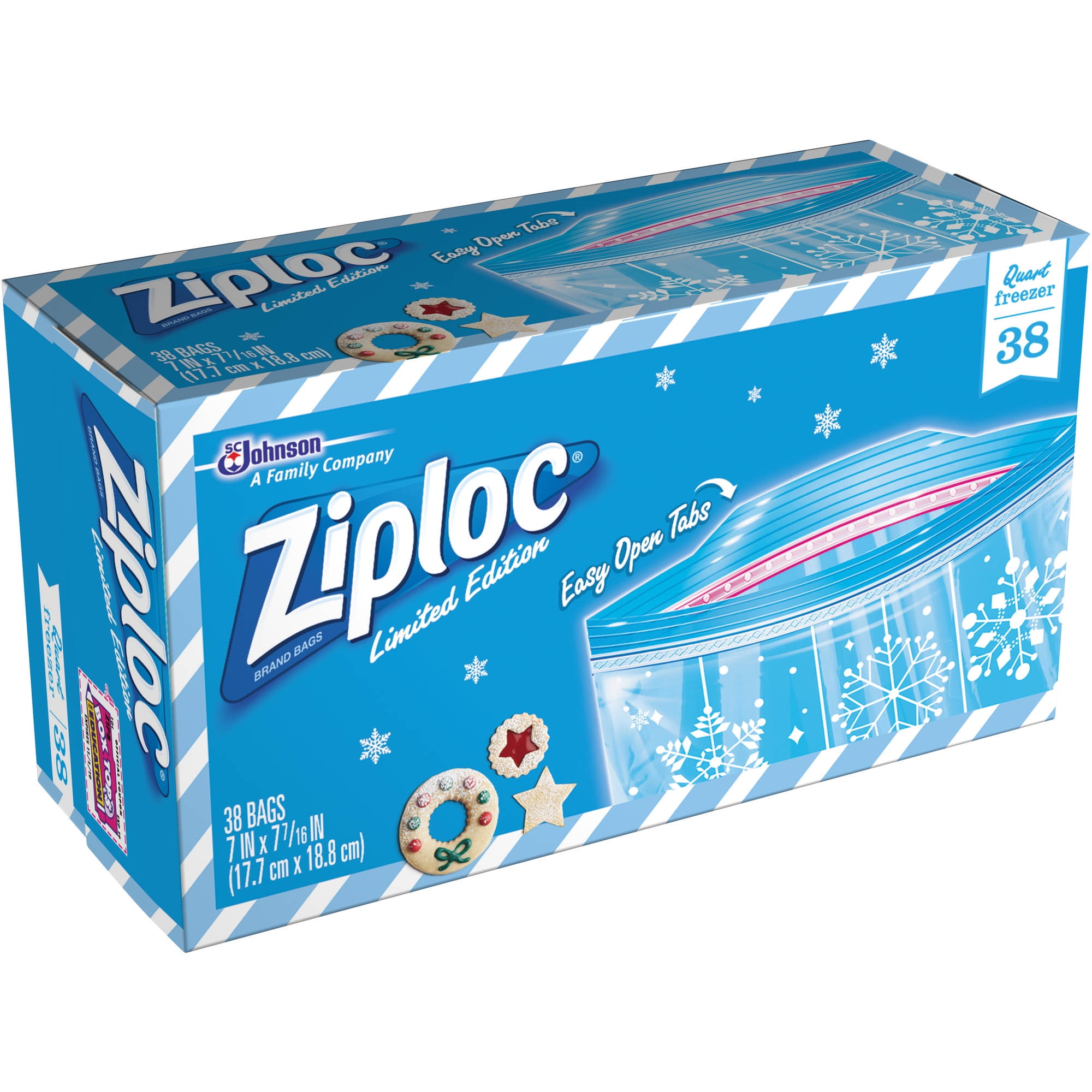 Ziploc® Brand Freezer Bags, Quart, 38 Count 