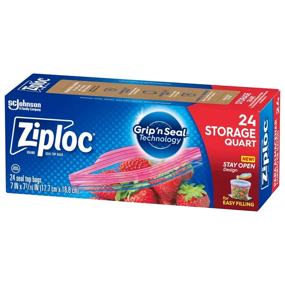 Ziploc Medium Storage Bags 1 Qt. 24/Carton (314466)