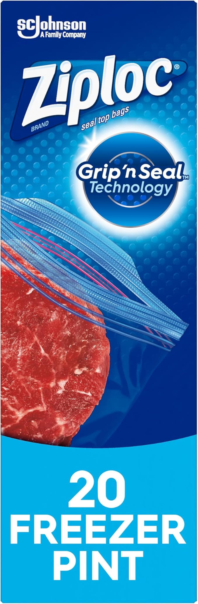 Ziploc Pint Food Storage Freezer Bags, Grip 'n Seal Technology for