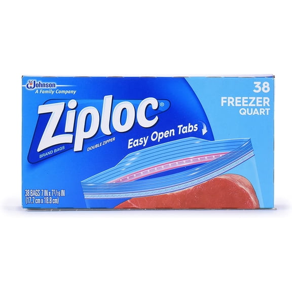 Ziploc Quart Food Storage Freezer Bags, Grip 'n Seal Technology for Easier Grip, Open, and Close, 38 Count, Pack of 3 (114 Total Bags)