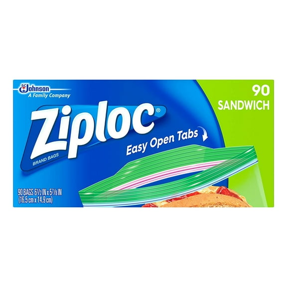 Ziploc Sandwich Bags Leakproof - 90 Count, Clear