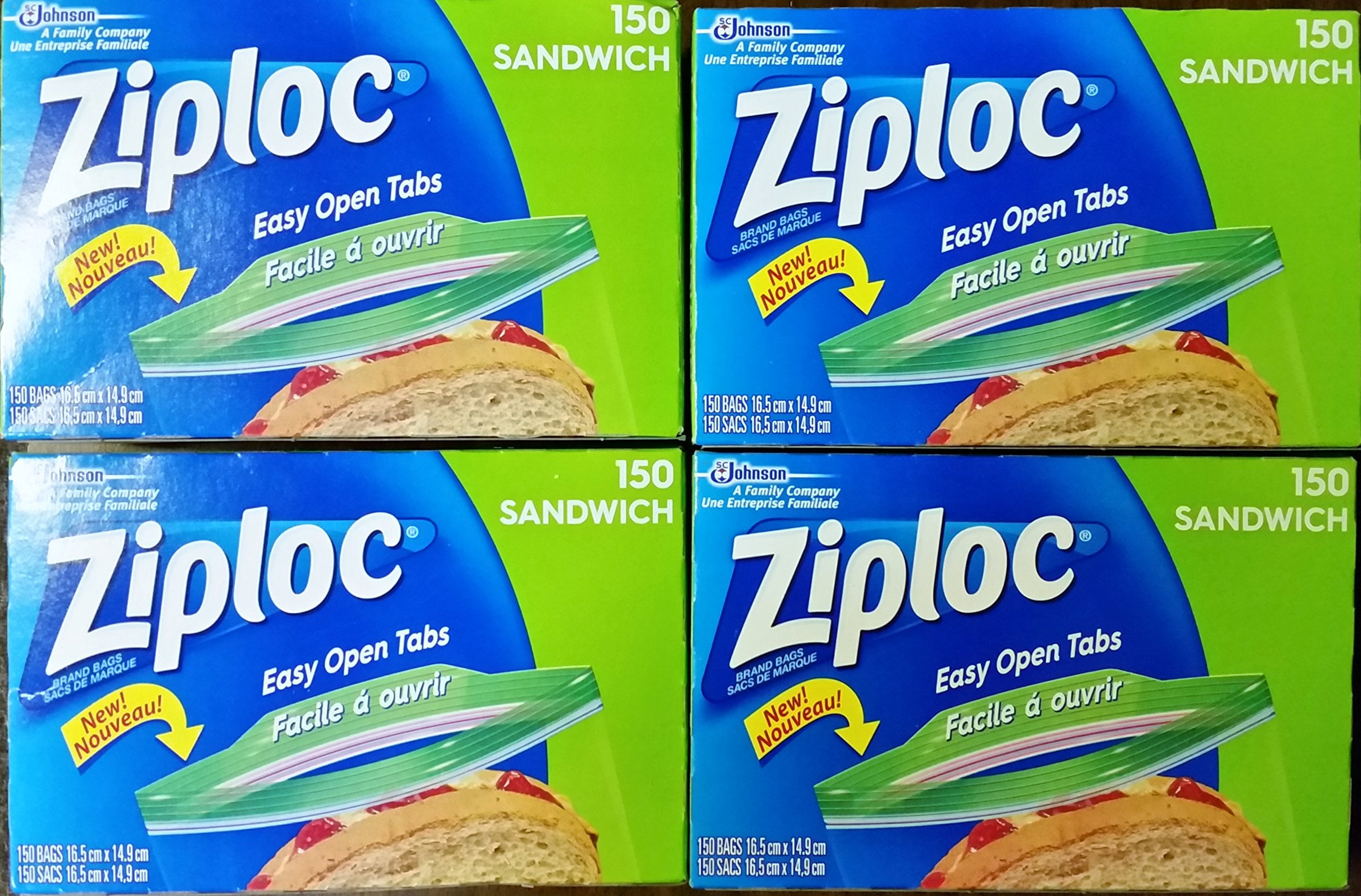 Ziploc Sandwich Bags, 150 Count (Pack Of 4)
