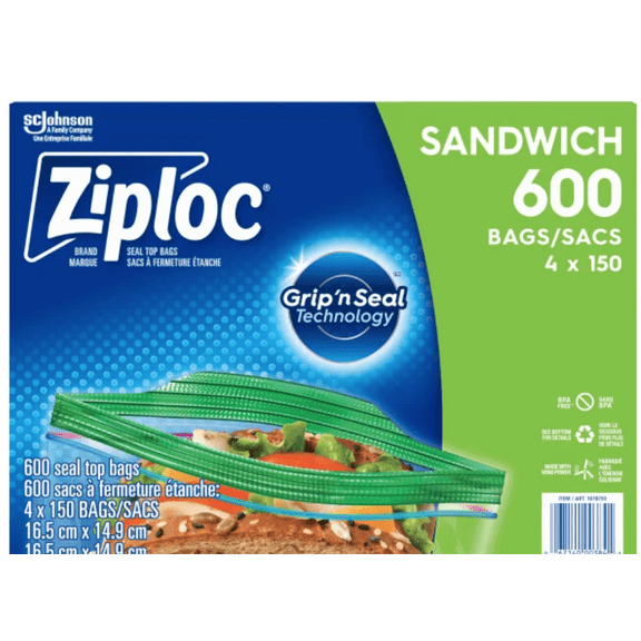 Ziploc Sandwich Bags, 600 Count, 4 Pack