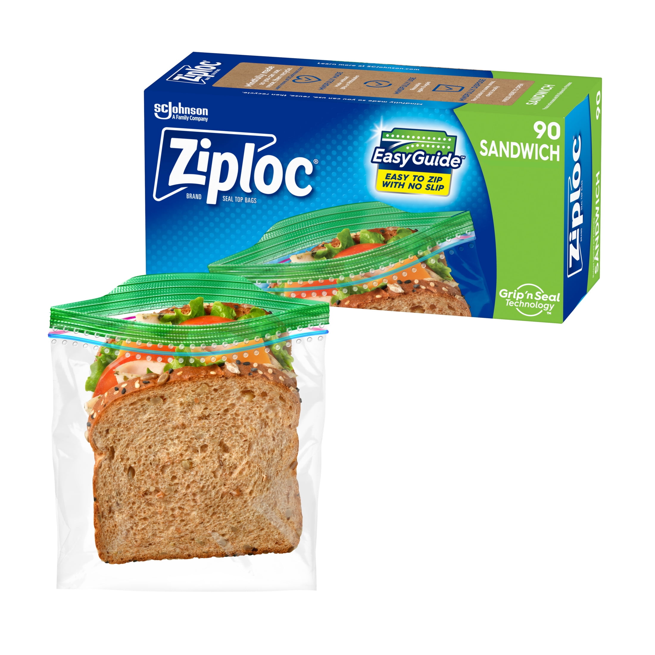 Ziploc Sandwich Bags with EasyGuide 90 Count