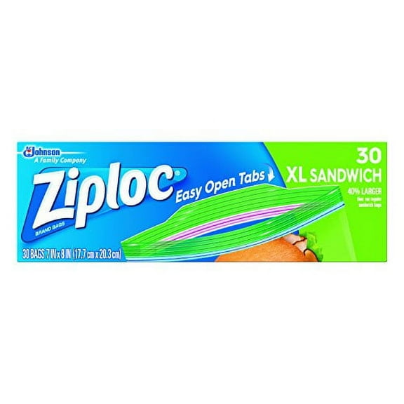 Ziploc Sandwich Bags,X-Large 30 ct